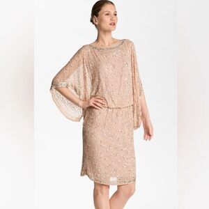 Elegant Beaded Dress in champagne